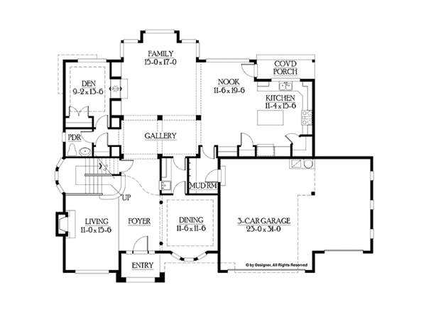 House Plan Design - Craftsman Floor Plan - Main Floor Plan #132-454
