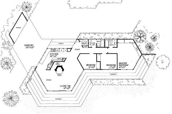 Floor Plan - Main Floor for Contemporary House Plan #72-535 - 3 bed, 2 bath