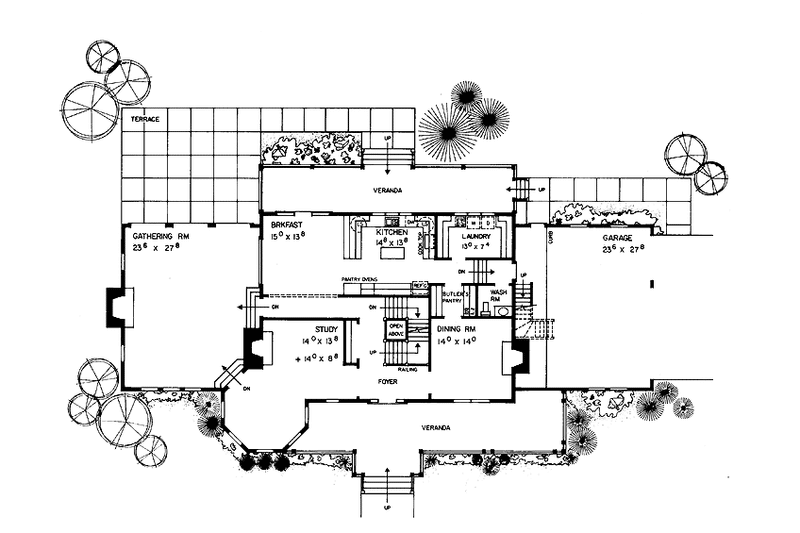 House Design - Floor Plan - Main Floor for Victorian House Plan #72-897 - 5 bed, 3.5 bath