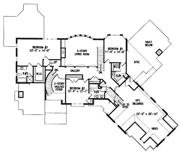 Architectural House Design - European Floor Plan - Upper Floor Plan #54-181
