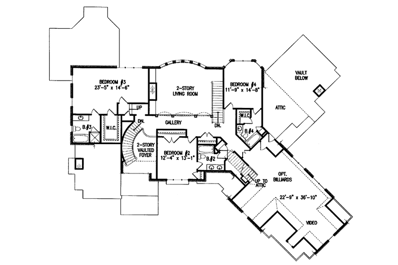 Architectural House Design - Floor Plan - Upper Floor for European House Plan #54-181 - 4 bed, 4.5 bath