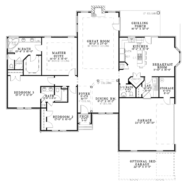Architectural House Design - Country Floor Plan - Main Floor Plan #17-2853
