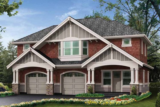 Exterior - Front Elevation 3 for Craftsman House Plan #132-283, 1 bath