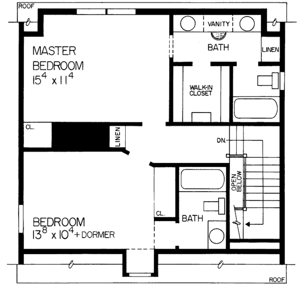 House Blueprint - Colonial Floor Plan - Upper Floor Plan #72-808