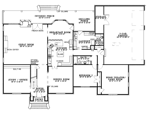 Architectural House Design - Traditional Floor Plan - Main Floor Plan #17-2835