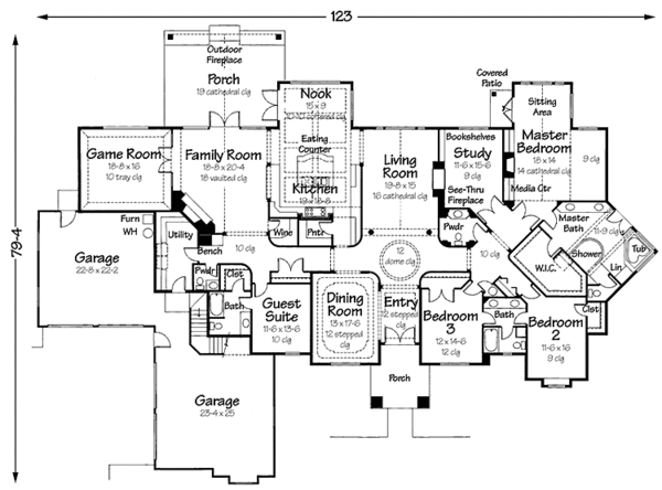 House Plan Design - European Floor Plan - Main Floor Plan #966-19