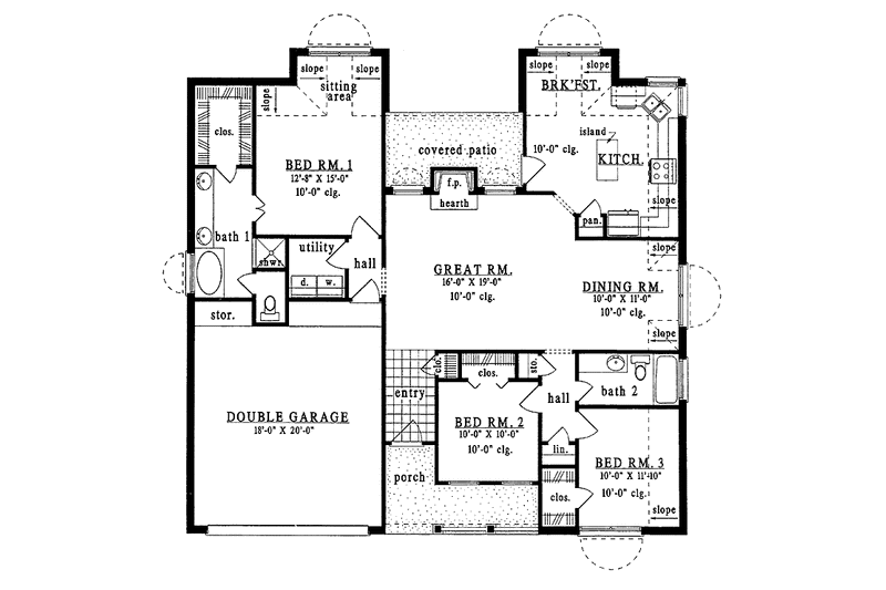 Home Plan - Floor Plan - Main Floor for Country House Plan #42-533 - 3 bed, 2 bath
