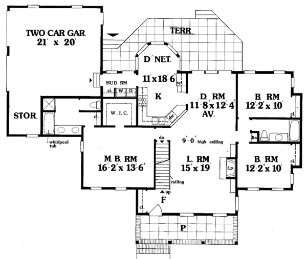 Architectural House Design - Country Floor Plan - Main Floor Plan #456-55
