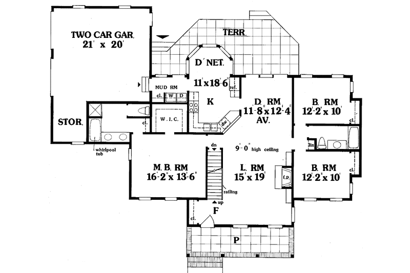 Dream House Plan - Floor Plan - Main Floor for Country House Plan #456-55 - 3 bed, 2 bath
