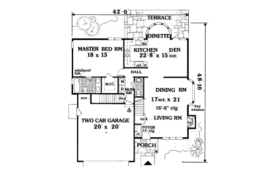 Floor Plan - Main Floor for Traditional House Plan #3-306 - 4 bed, 2.5 bath
