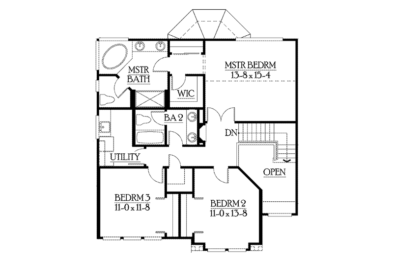 Home Plan - Floor Plan - Upper Floor for Craftsman House Plan #132-356 - 3 bed, 2.5 bath