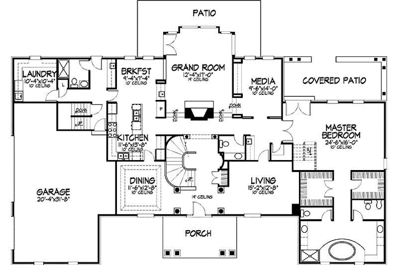 Architectural House Design - Floor Plan - Main Floor for European House Plan #320-560 - 5 bed, 5.5 bath