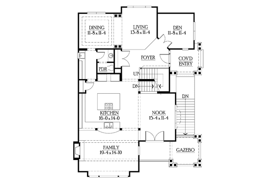 Floor Plan - Main Floor for Craftsman House Plan #132-245 - 3 bed, 2.5 bath