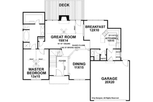 Floor Plan - Main Floor for Mediterranean House Plan #56-645 - 3 bed, 2.5 bath