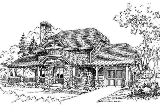 Exterior - Front Elevation 7 for Craftsman House Plan #942-26 - 2 bed, 2.5 bath