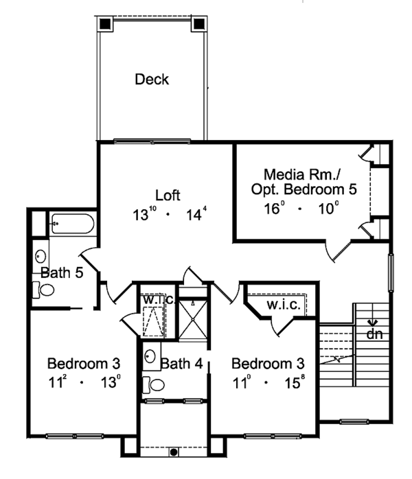 Architectural House Design - Mediterranean Floor Plan - Upper Floor Plan #417-572
