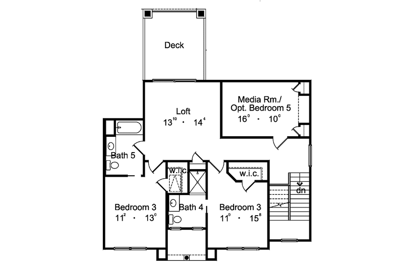 Home Plan - Floor Plan - Upper Floor for Mediterranean House Plan #417-572 - 4 bed, 5 bath