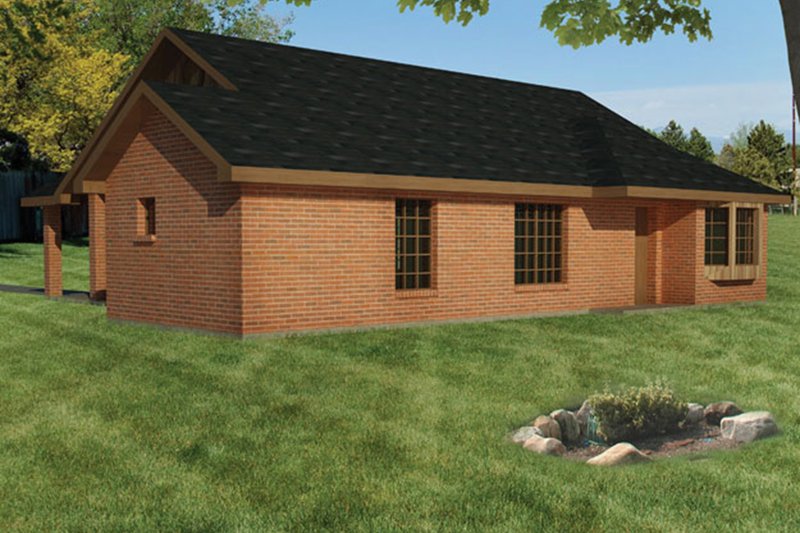 Dream House Plan - Exterior - Rear Elevation for Ranch House Plan #1061-27 - 3 bed, 2 bath