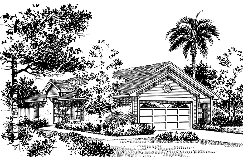 House Blueprint - Exterior - Front Elevation 3 for Mediterranean House Plan #417-676 - 3 bed, 2.5 bath