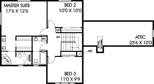Architectural House Design - Colonial Floor Plan - Upper Floor Plan #60-1032