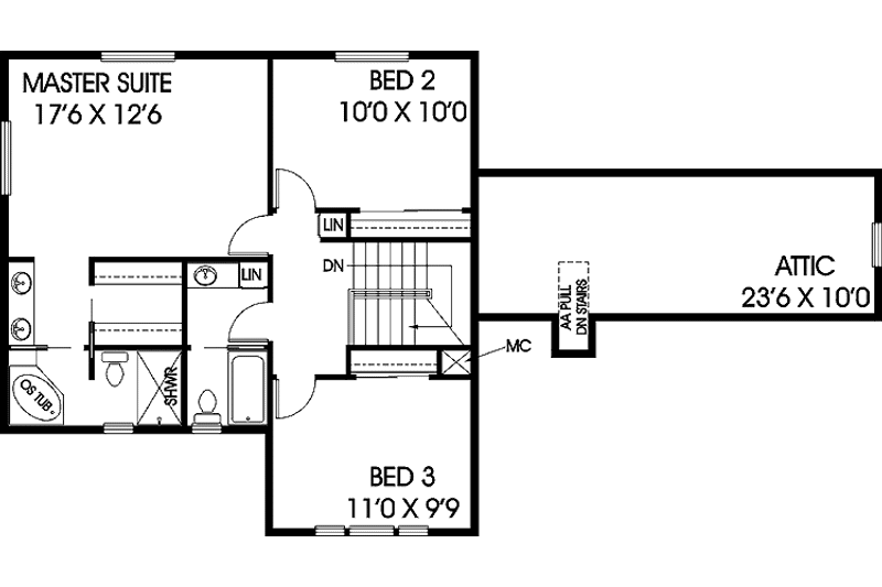 House Plan Design - Floor Plan - Upper Floor for Colonial House Plan #60-1032 - 3 bed, 2.5 bath