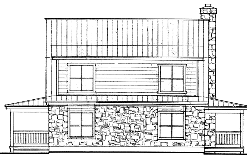House Design - Exterior - Rear Elevation for Country House Plan #140-176 - 3 bed, 2 bath