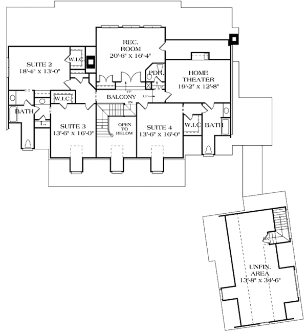 Architectural House Design - Classical Floor Plan - Upper Floor Plan #453-316