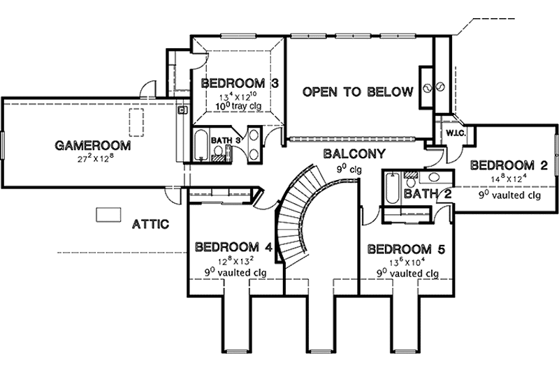 Dream House Plan - Floor Plan - Upper Floor for Classical House Plan #472-323 - 5 bed, 4.5 bath