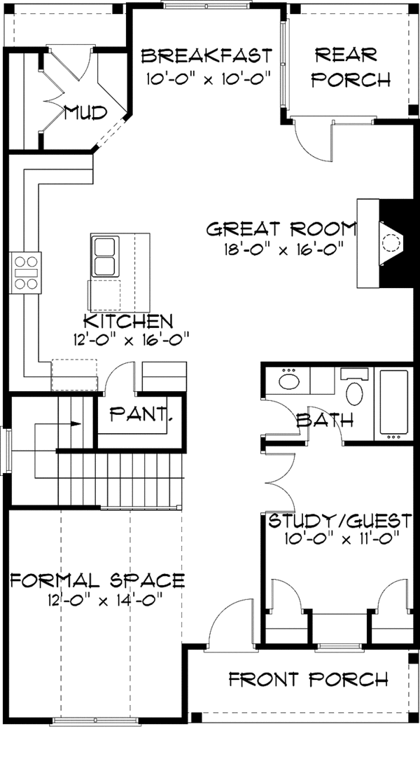 Dream House Plan - Tudor Floor Plan - Main Floor Plan #413-911