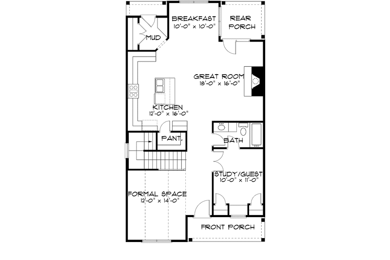 Dream House Plan - Floor Plan - Main Floor for Tudor House Plan #413-911 - 4 bed, 3.5 bath