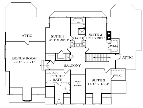 House Blueprint - Classical Floor Plan - Upper Floor Plan #453-325