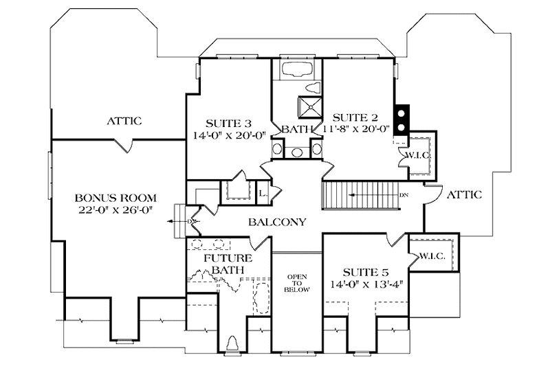 Dream House Plan - Floor Plan - Upper Floor for Classical House Plan #453-325 - 5 bed, 2.5 bath