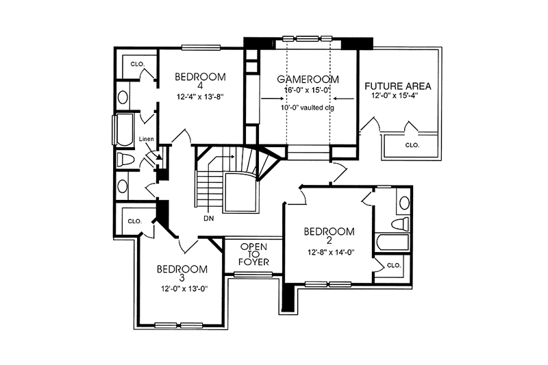 House Design - Floor Plan - Upper Floor for Country House Plan #974-49 - 4 bed, 3.5 bath