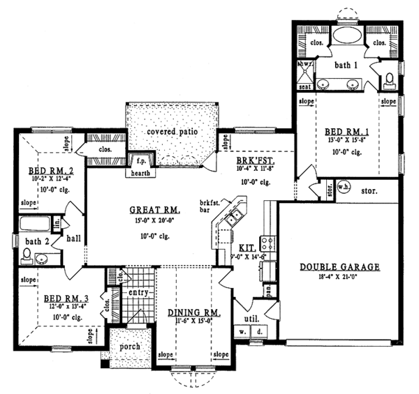 House Plan Design - Ranch Floor Plan - Main Floor Plan #42-470