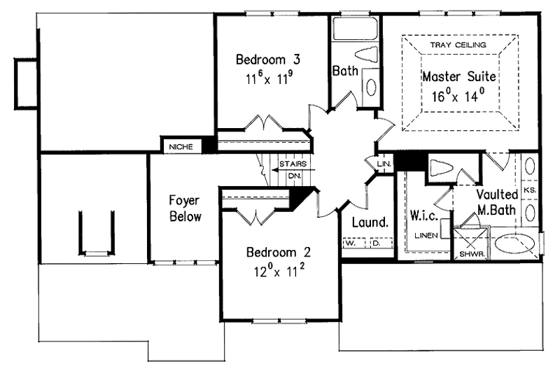 Dream House Plan - Floor Plan - Upper Floor for Classical House Plan #927-655 - 4 bed, 3 bath