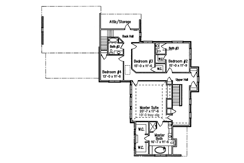 Dream House Plan - Floor Plan - Upper Floor for Country House Plan #994-8 - 4 bed, 3.5 bath