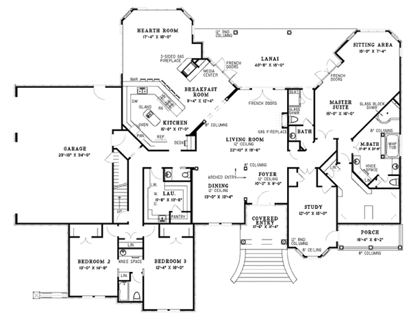 Dream House Plan - Traditional Floor Plan - Main Floor Plan #17-3320