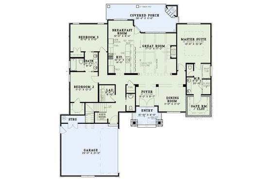 Floor Plan - Main Floor for European House Plan #17-3403 - 3 bed, 2.5 bath
