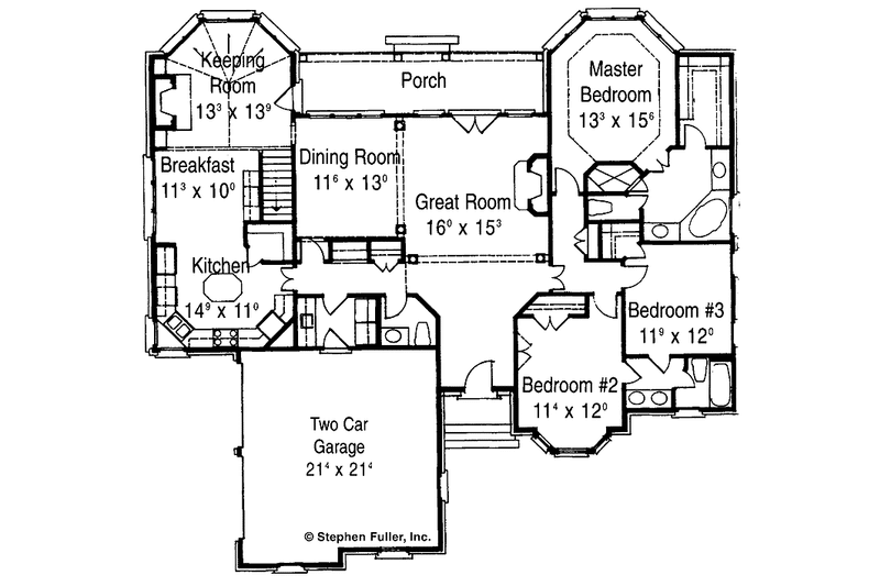 Home Plan - Floor Plan - Main Floor for Colonial House Plan #429-225 - 3 bed, 2.5 bath