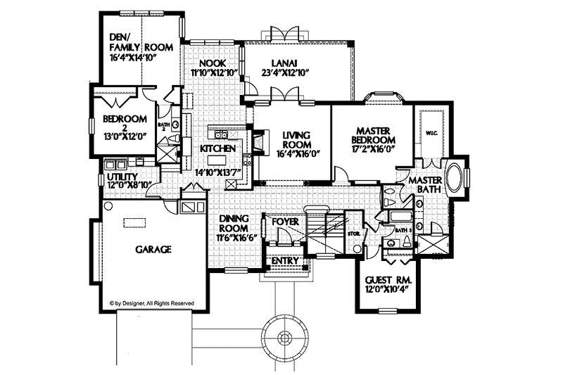 Home Plan - Floor Plan - Main Floor for Country House Plan #999-58 - 4 bed, 4 bath