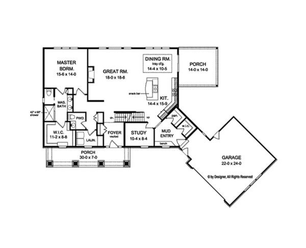 Architectural House Design - Craftsman Floor Plan - Main Floor Plan #1010-110