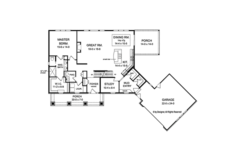 Home Plan - Floor Plan - Main Floor for Craftsman House Plan #1010-110 - 4 bed, 2.5 bath
