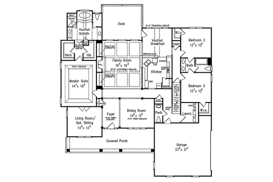 Floor Plan - Main Floor for Craftsman House Plan #927-333 - 3 bed, 2.5 bath