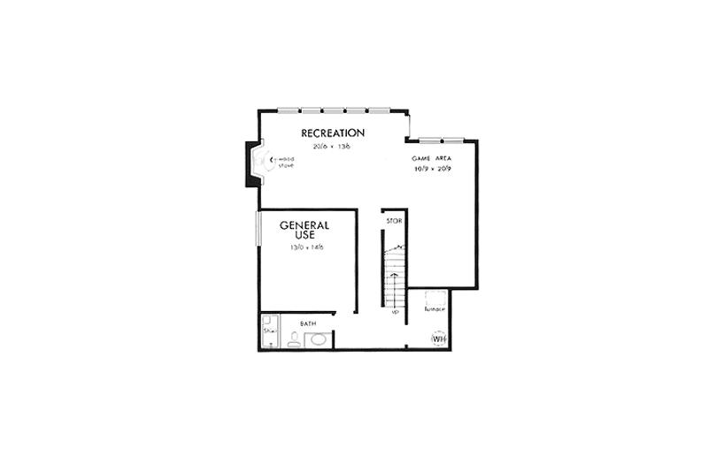 Home Plan - Floor Plan - Lower Floor for Contemporary House Plan #320-1183 - 3 bed, 2 bath