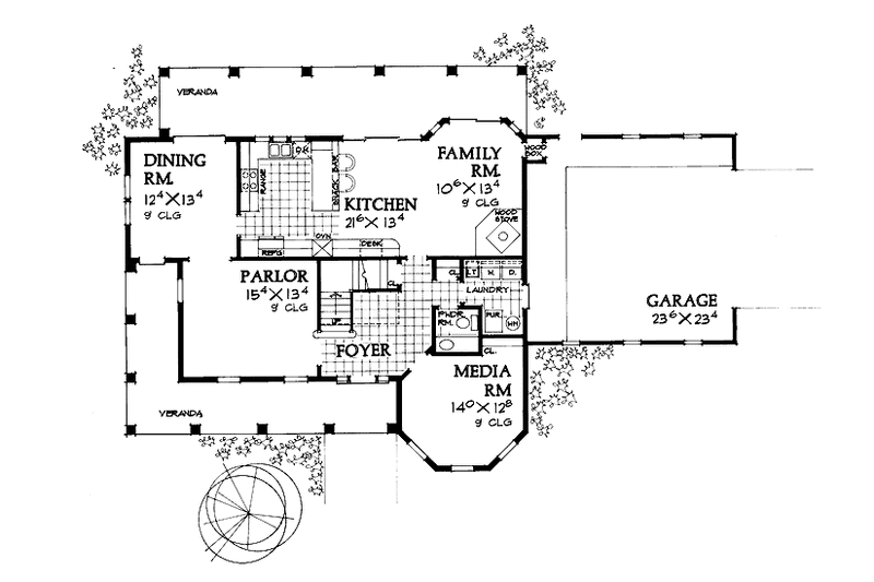 Dream House Plan - Floor Plan - Main Floor for Mediterranean House Plan #72-962 - 4 bed, 2.5 bath