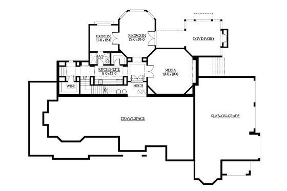 Floor Plan - Lower Floor for Craftsman House Plan #132-336 - 4 bed, 4.5 bath