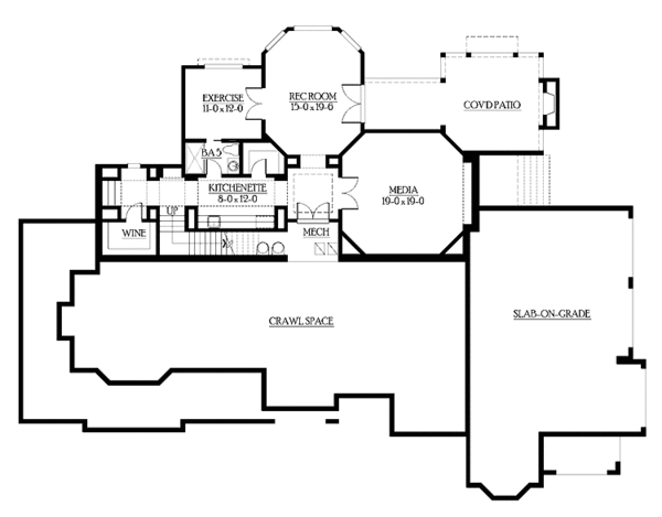 Architectural House Design - Craftsman Floor Plan - Lower Floor Plan #132-336