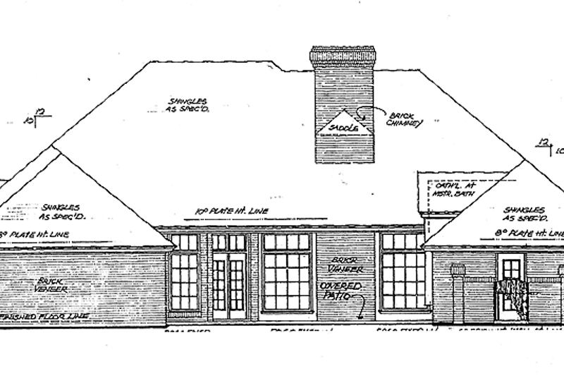 House Blueprint - Exterior - Rear Elevation for European House Plan #310-1000 - 4 bed, 3 bath