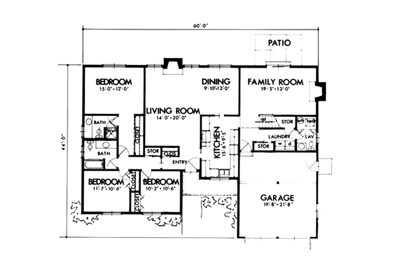 Architectural House Design - Floor Plan - Main Floor for Prairie House Plan #320-1293 - 3 bed, 2.5 bath