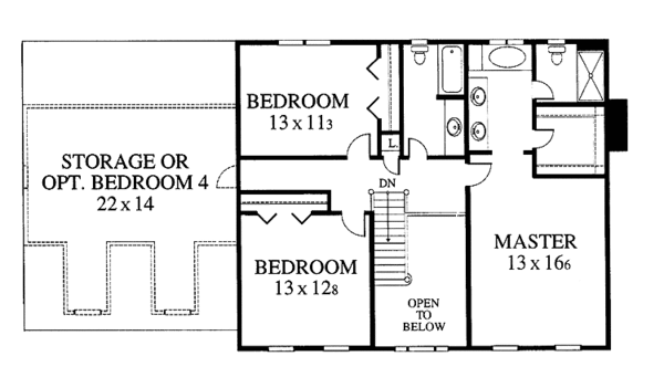 House Design - Colonial Floor Plan - Upper Floor Plan #1053-26